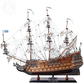 Maykoosh Wooden Ship Model - 28" L x 10" W x 27" H - Display Shelf Decor