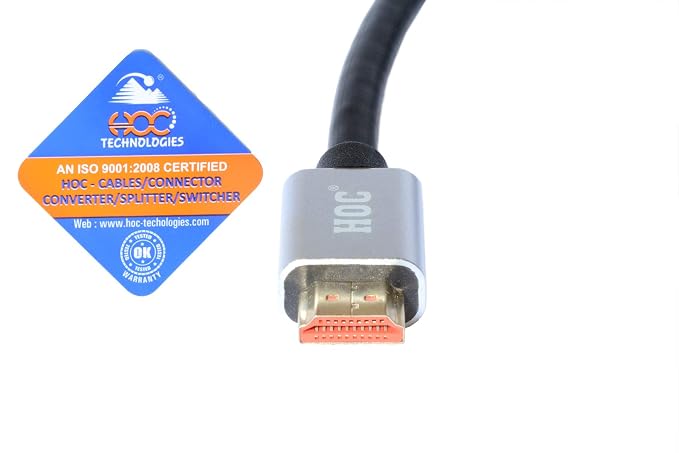HOC HHO3-20L High Speed HDMI Cable 65.6 Feet or 20 Meter Supports Ethernet 3D 4K Video and Audio Return Channel ARC Outer Layer Aluminium Black