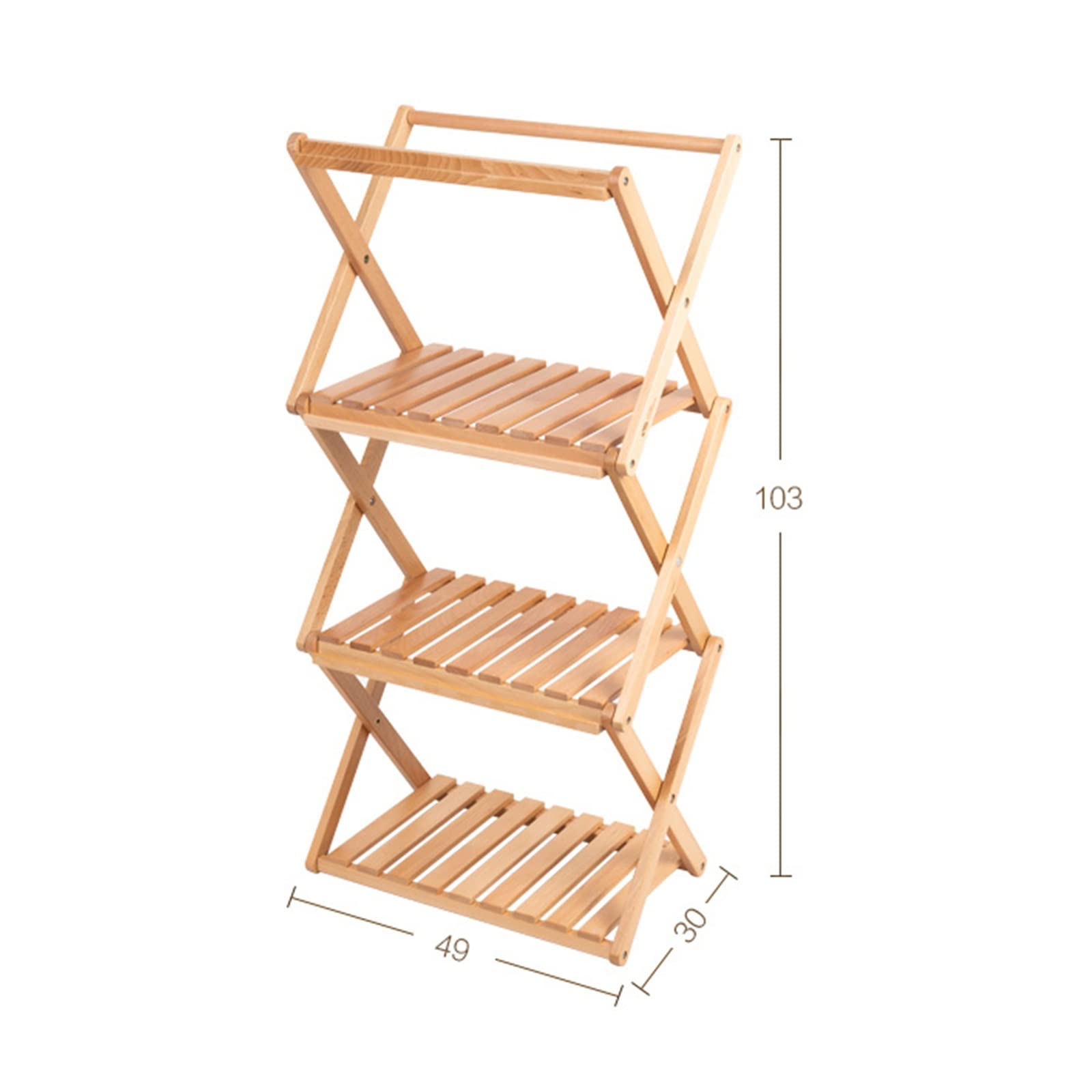 Scaffale da Campeggio Tavolo da Picnic Scaffale Pieghevole Tavolo da Campeggio/Scaffale in Legno Doppio Uso Esterno Uso Interno Facile da Portare (Color : Natural, Size : 49x30x103cm)
