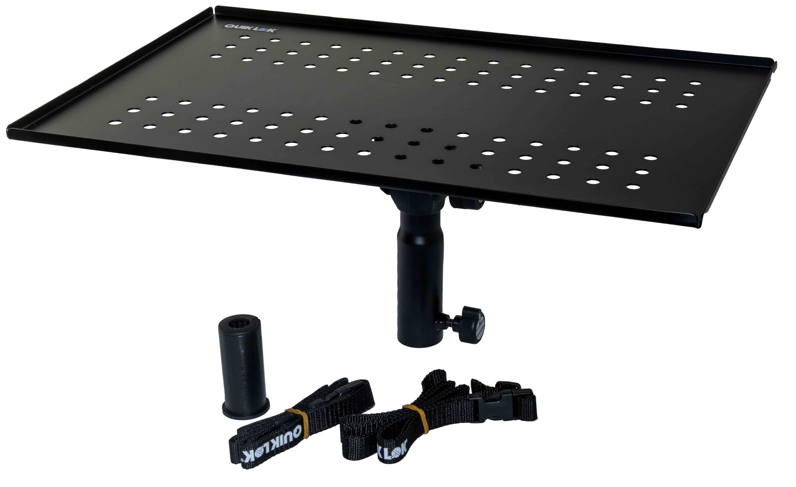 QUIK LOK | TOP003 Ripiano Multifunzione su Stativo per Tastiera; Universale; Regolabile; Portata 15 kg; Ideale per Laptop e Mixer; Acciaio Verniciato