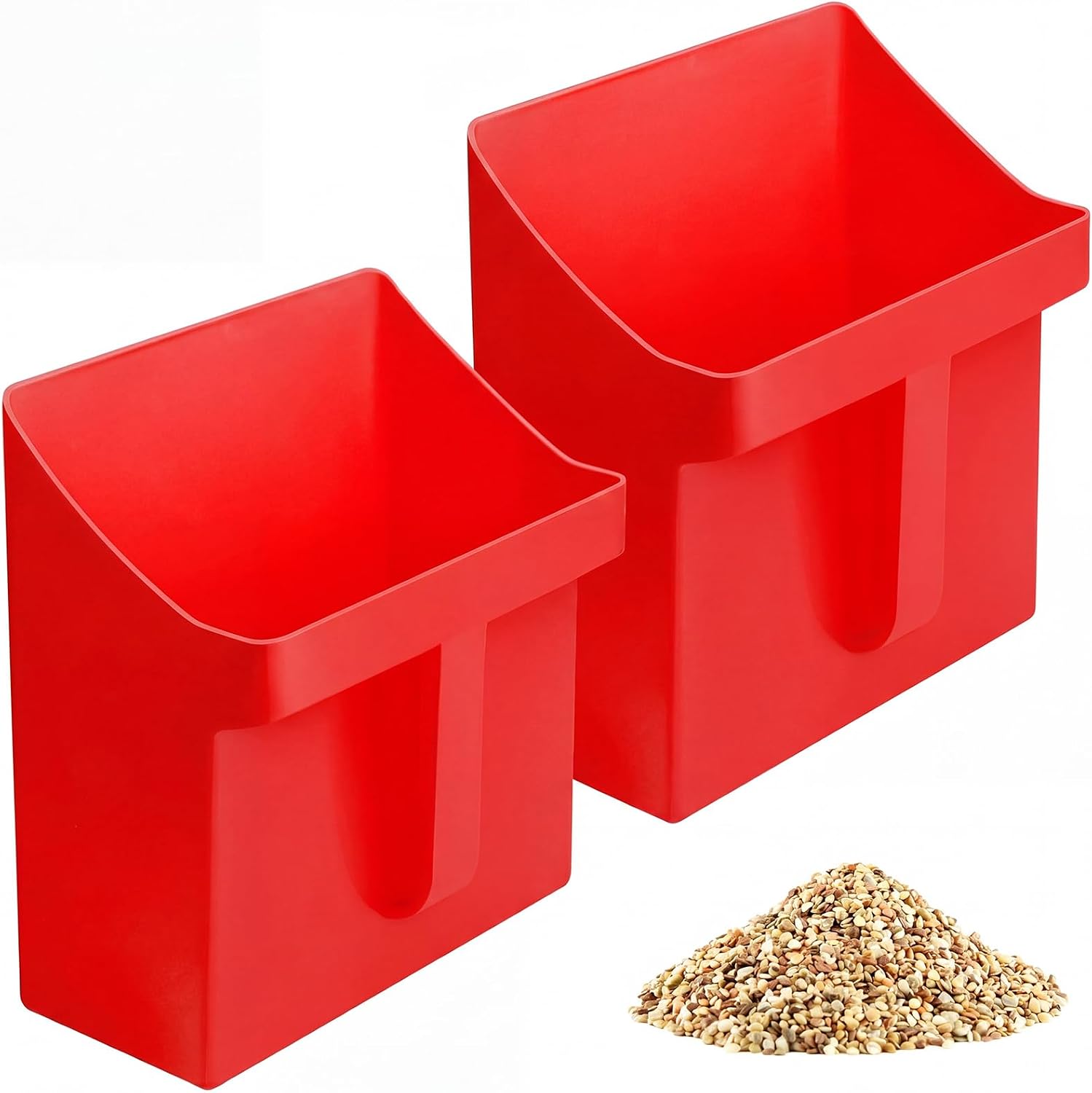 Relaxweex 2 Pcs 4 Quart Enclosed Large Feed Scoop, Red