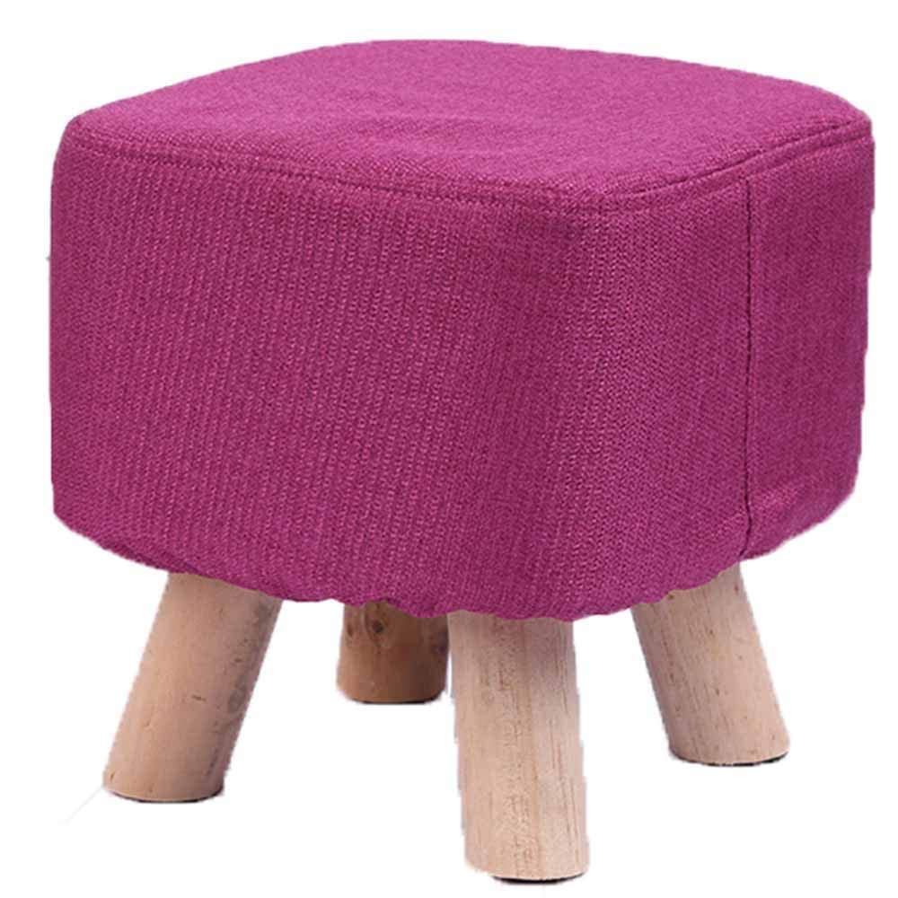 Repose-pieds en tissu violet et bois massif de décoration