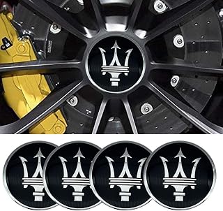 CJZY 4 PCS 56mm Wheel Center Cap Sticker Wheel Emblem Badge Logo Stickers Wheel Hub Caps Center Cover ABS Material Fit Wheel Center Accessories(Maserati,Black-Silver)