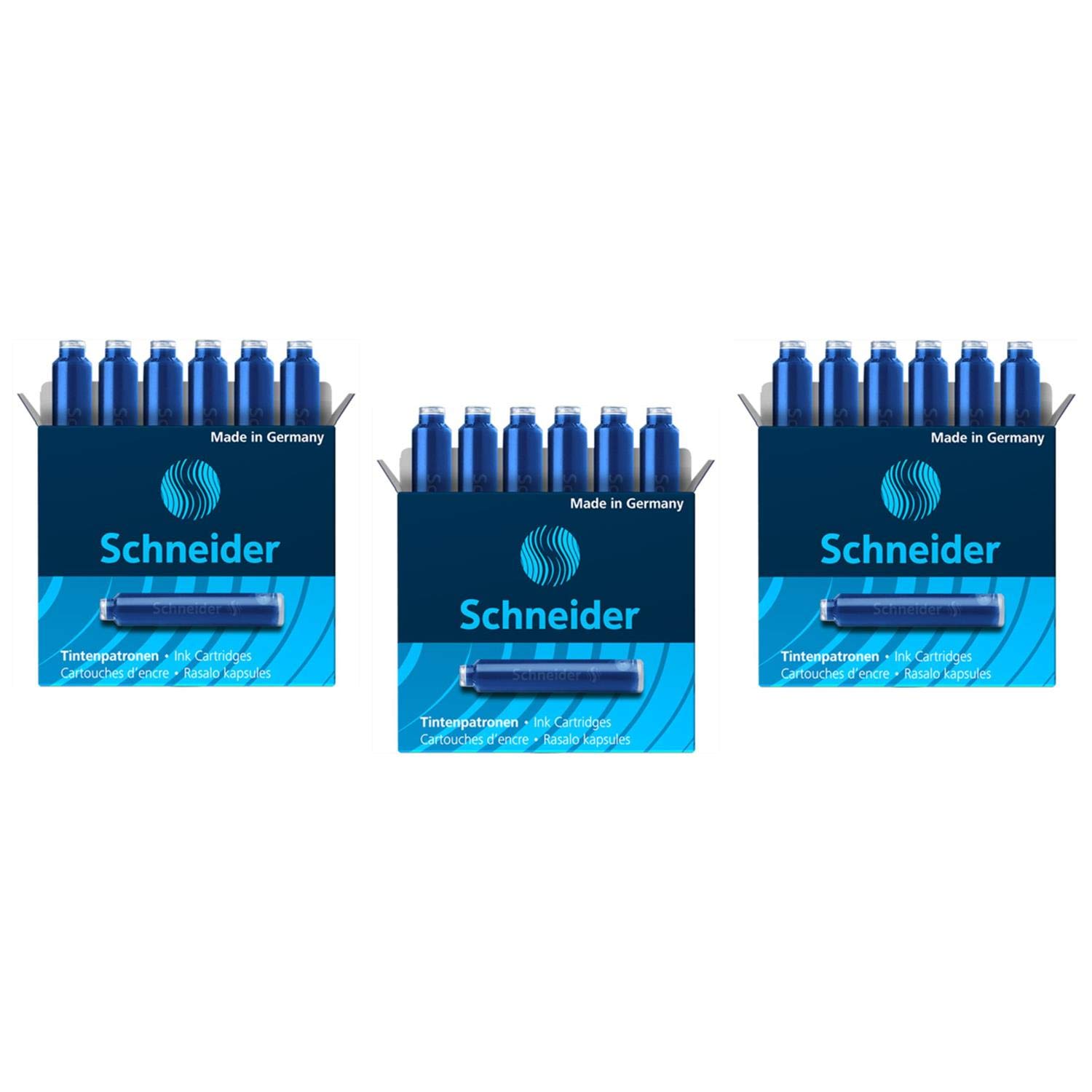 SCHNEIDER Pack of 3 Boxes of 6 Royal Blue Erasable Ink Cartridges