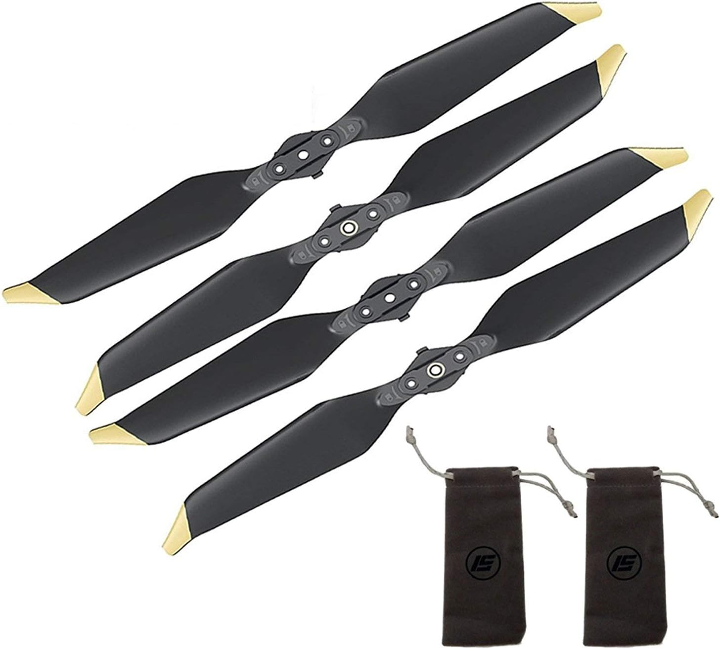 2 Pairs DJI Genuine 8331 Low Noise Propellers for Mavic Pro Platinum with Propeller Bags (Golden Tip)