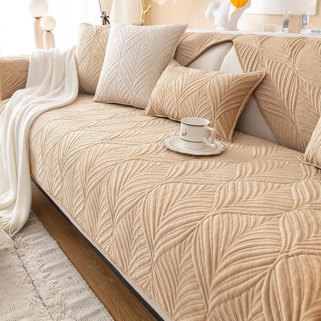 Sofa Slipcover Corner 3/2/1/4 Seater Sofa Cover L Shape Couch Cover Velvet Thick Sofa Protector Anti-slip Reversible Quilted Corner Slipcovers Washable for Sectional Couch ( Color : T , Size : 110x210