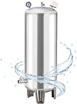 160L/42.3Gal Fully Automatic Well Pressure Tank,Stainless Steel Water System Pressure Tank,Stainless Steel Water Pressures Tanks W/Mounting Kit for Well Pump/Waters System,Agricultural,Residential