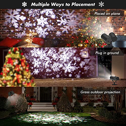 Christmas Projector Lights Outdoor, Double Head Upgrade Rotating Snowflake Led Lighting Projector Waterproof Indoor Outdoor Snowflake Party Patio Garden Landscape Lights Party Christmas Decorations #TOP1