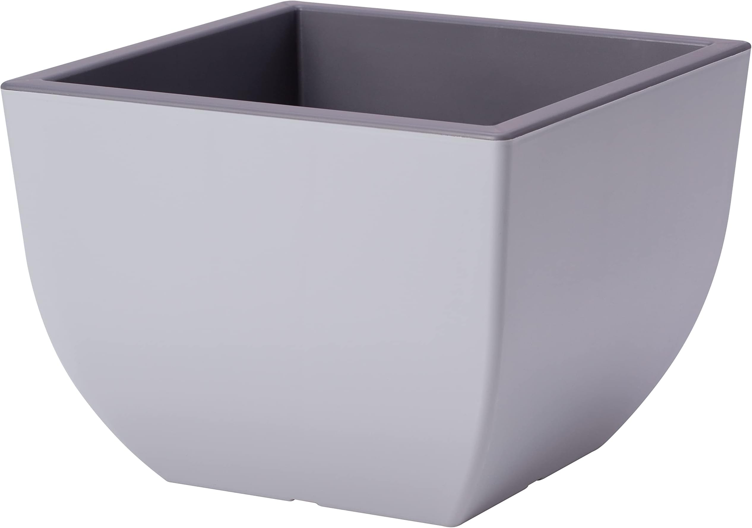 Form Plastic - Large Square Plastic Flower Pot - White & Gray