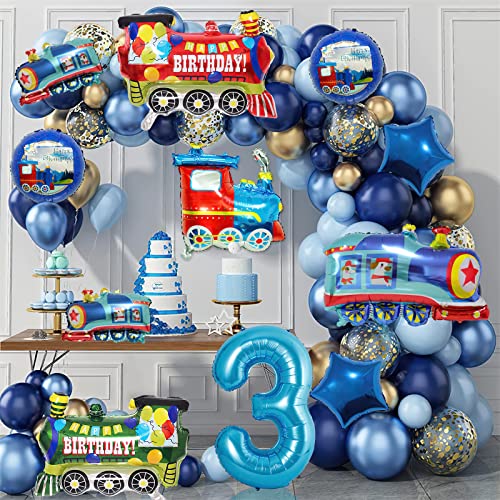 Hhlcwa 11 Pcs Train Birthday Balloons, Jumbo Colorful Train Theme Foil Balloons For Kids 3Rd Birthday, Anniversary Party Decoration Supplies #TOP6