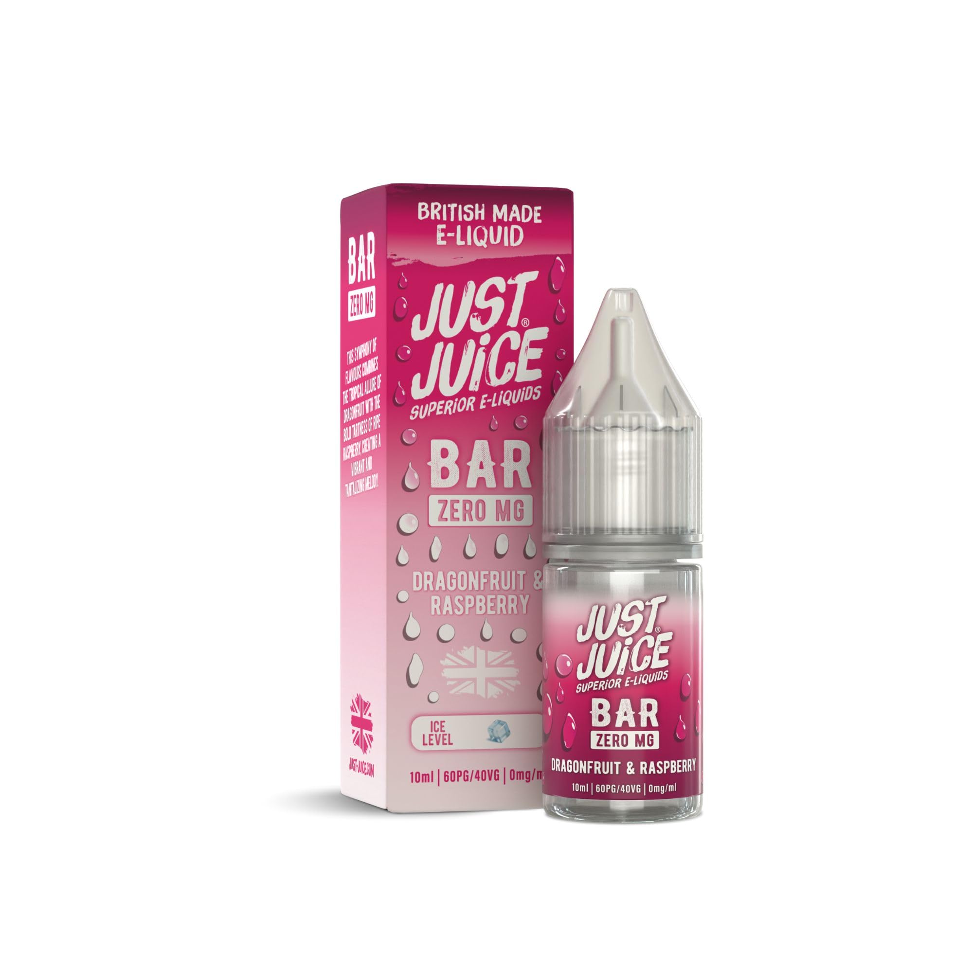Just Juice Superior E-Liquids Vape Liquid with No Nicotine - Dragonfruit & Raspberry Flavour - 10ml Bottle, 60/40 0mg e-Liquid, Nic Free eliquid