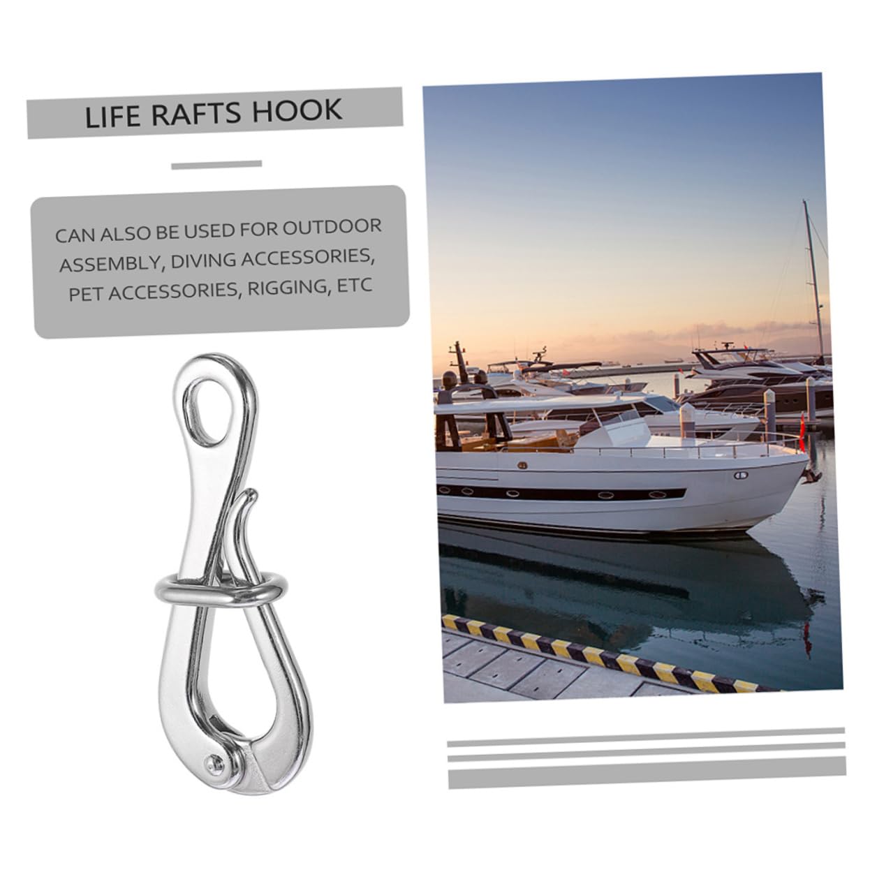 GAROZATION Portable Quick Release Boat Hook Stainless Steel Metal Hook for Sailing Yacht Boat Supply