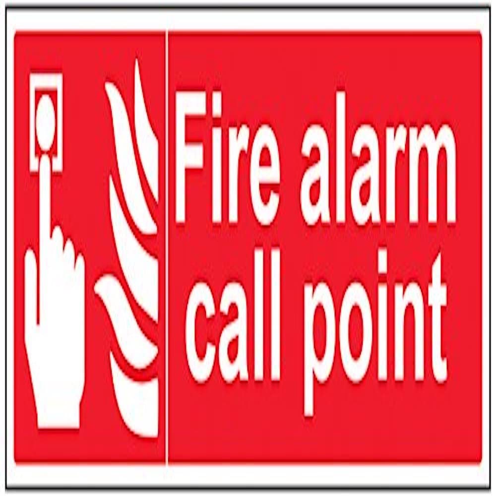 V Safety Fire Alarm Call Point Sign - 450mm x 150mm - 1mm Rigid Plastic