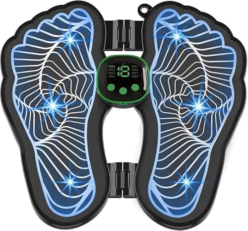 Masajeador de pies, EMS Masajeador para Pies, 8 Modos y 19 Intensidades, Masajeador Plantar Eléctrico Plegable y Portátil, para la Circulación Sangre y el Alivio del Dolor Muscular