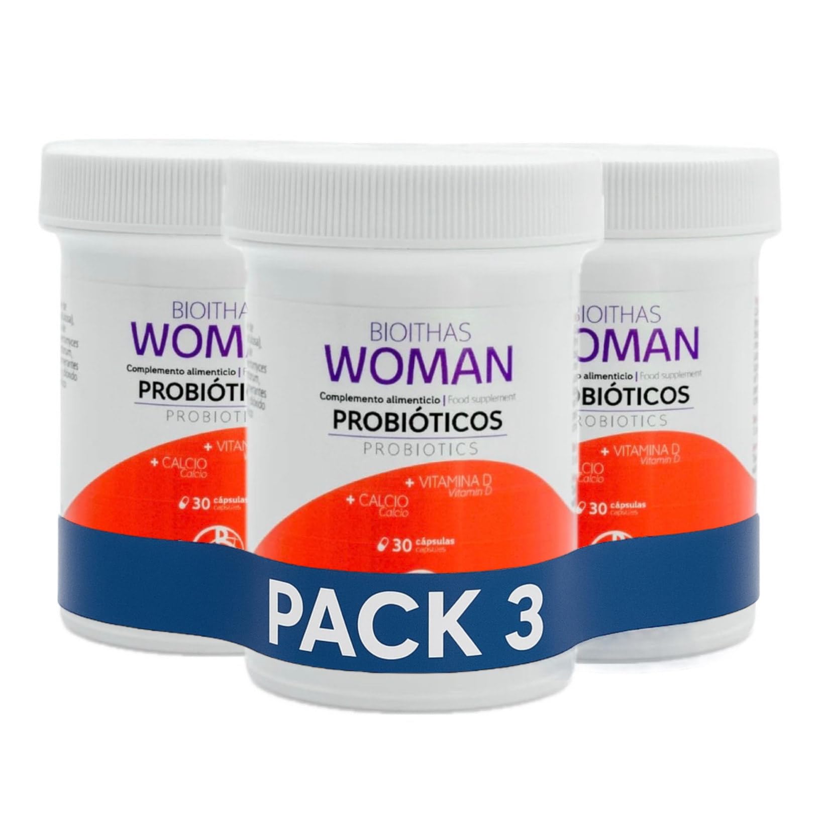 WOMAN - Protector Íntimo Mujer, Probióticos para Equilibrio y Bienestar de la Flora Vaginal [Vaginosis Bacteriana - Candida] Hierro, Calcio, Ácido Fólico y Vitamina D. 90 Cápsulas