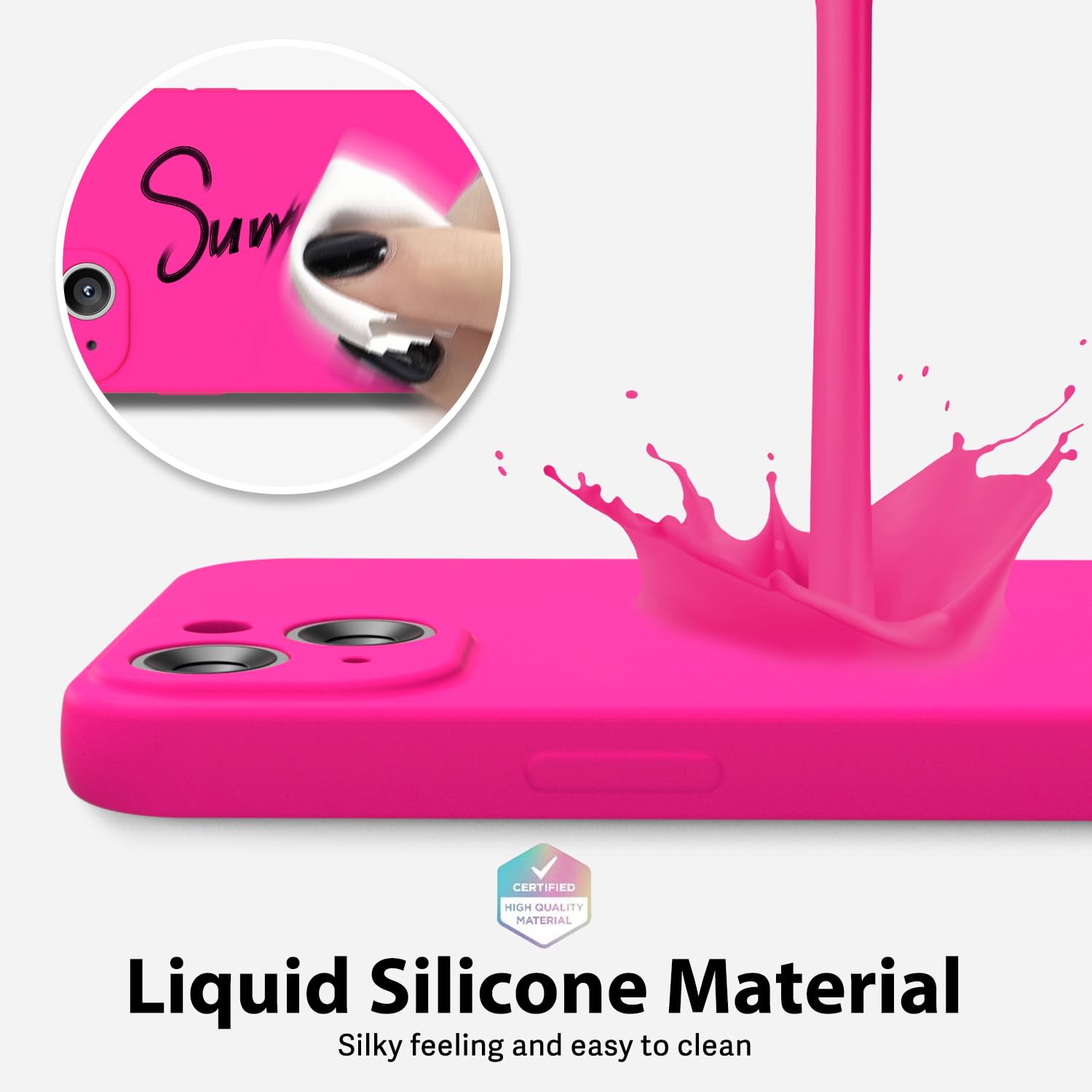 oakxco for iPhone 17 Pro Max Phone Case Liquid Silicone, Cute Thin Slim Grip Soft Rubber Gel for Women Men, Smooth Matte TPU Plain Solid Color Girly Simple Case with Camera Cover, Light Pink — view 462