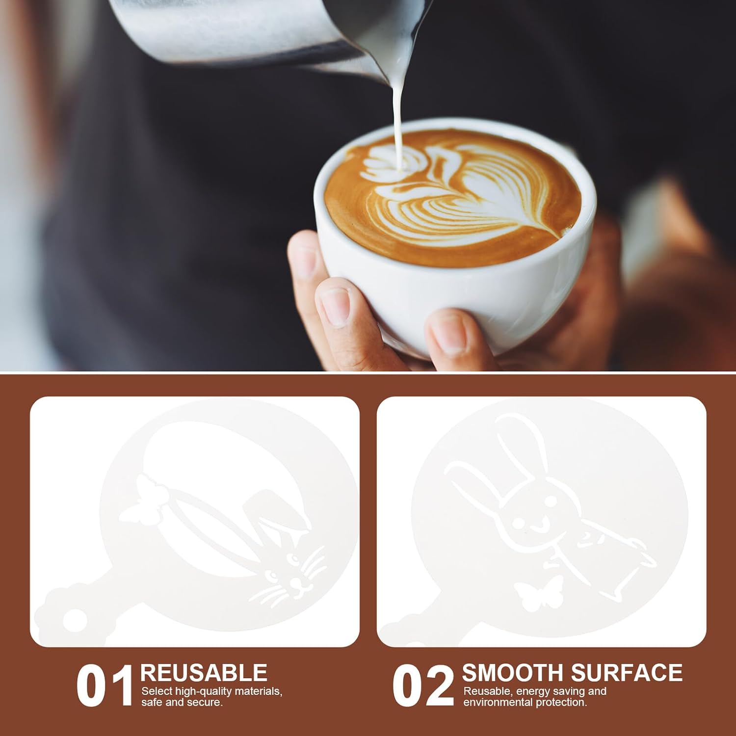 30pcs Easter Coffee Stencils DIY Templates Creative Milk Frothing Stencil Set for Latte Art Decorating Baking Accessories