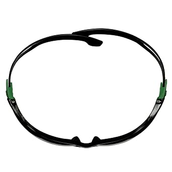 3M SecureFit 500 Safety Glasses, Green/Black frame, Anti-Scratch+ (K), IR 3.0 Grey lens, SF530ASP-GRN-EU