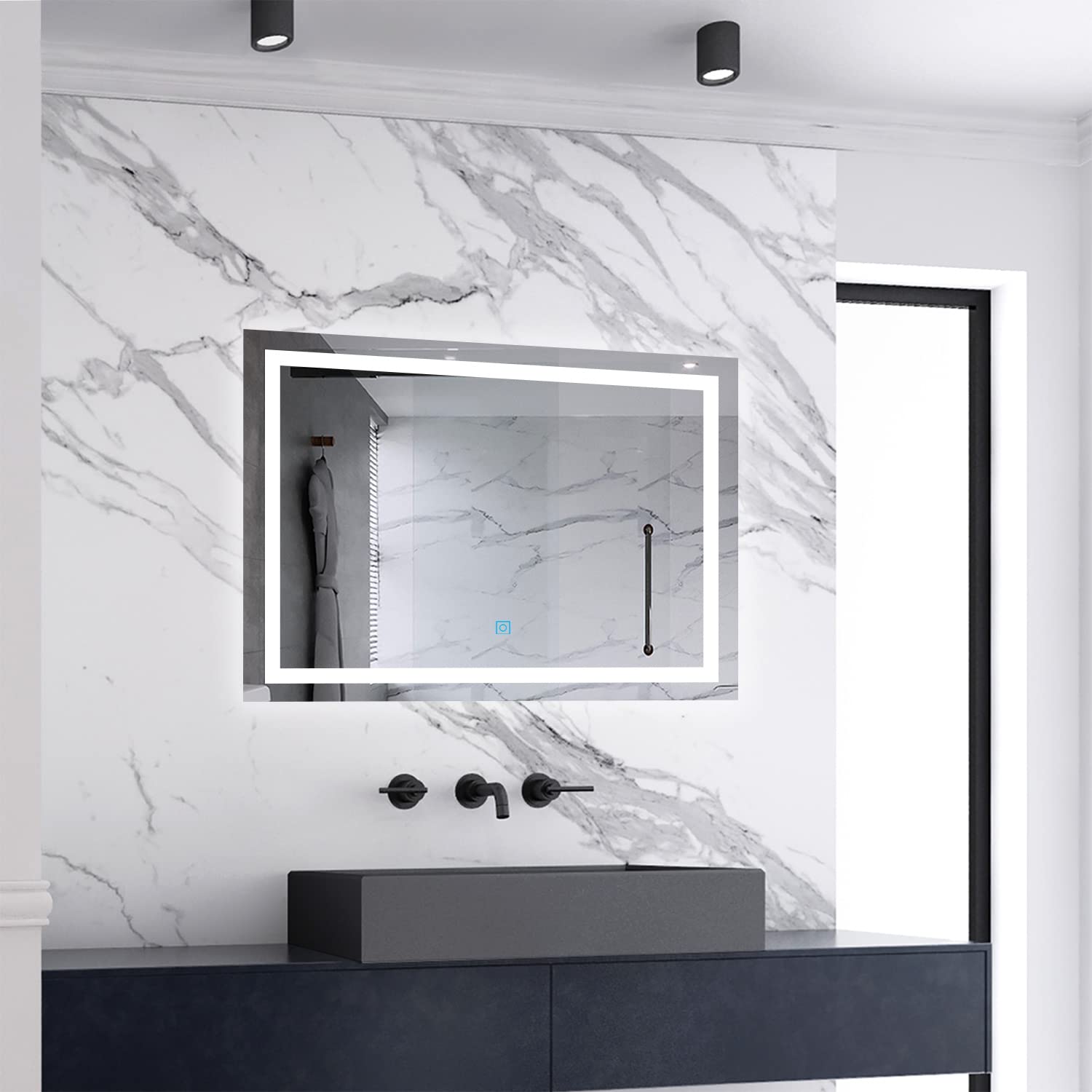 Sky Bathroom Light/White Skybathroom 700X500mm Led Illuminated Bathroom Mirror With Demister Pad|Wall Mounted|Anti-Fog|Touch Sensor|Ip44