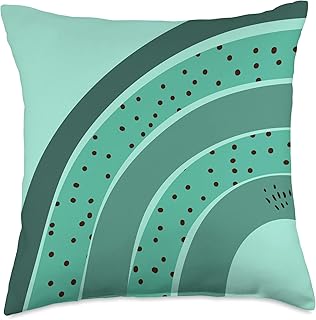 Boho Floral Aesthetic Turquoise Pastel Rainbow Hearts Women Throw Pillow