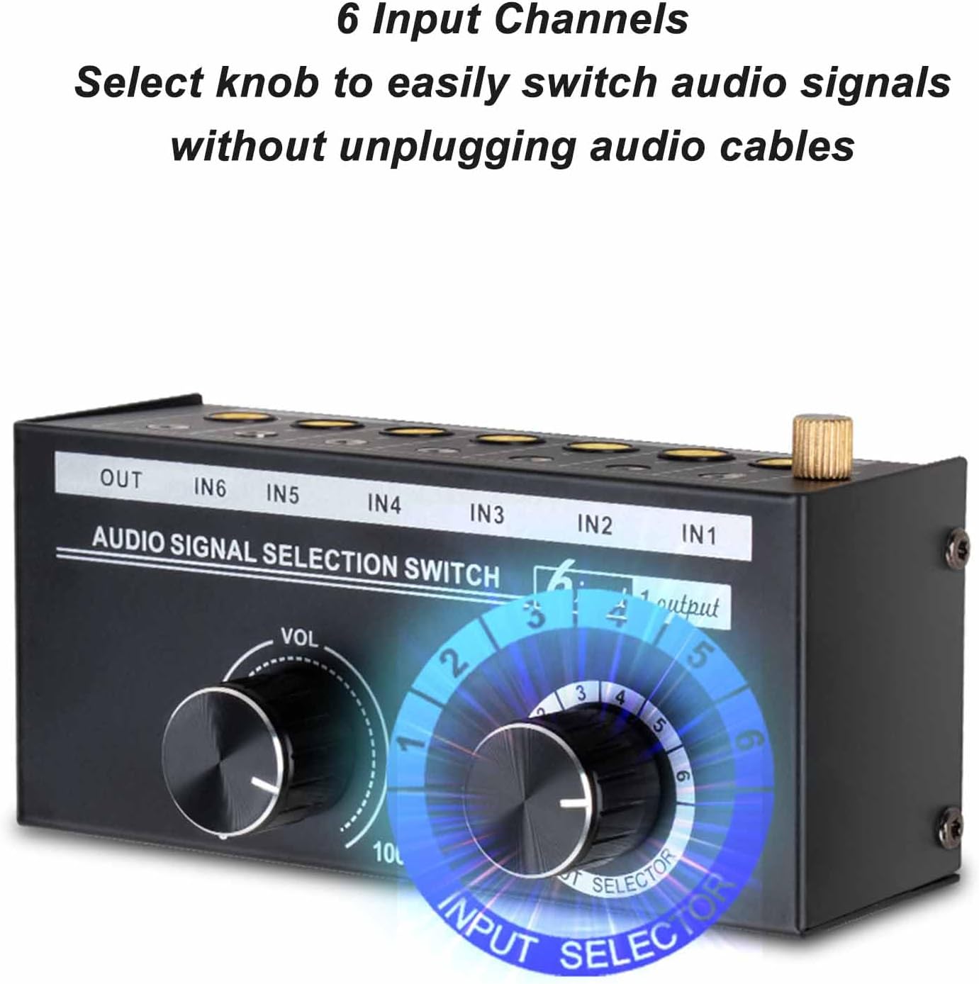 Walfront Audio Switcher 6 Input 1 Output Preamplifier CD Player Audio Source Selector 20Hz-20kHz Frequency Response