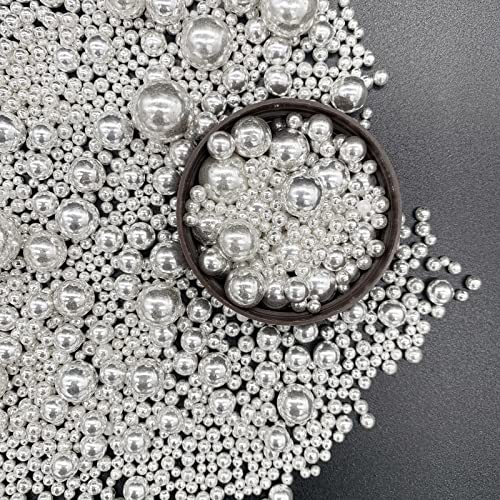 GEORLD Silver Pearl Sugar Sprinkles Candy Mixing Size Baking Edible Cake Decorations Cupcake Toppers Cookie Decorating Celebrations Wedding Shower Party Chirstmas Supplies 120g/ 4.2oz - Thumbnail 2