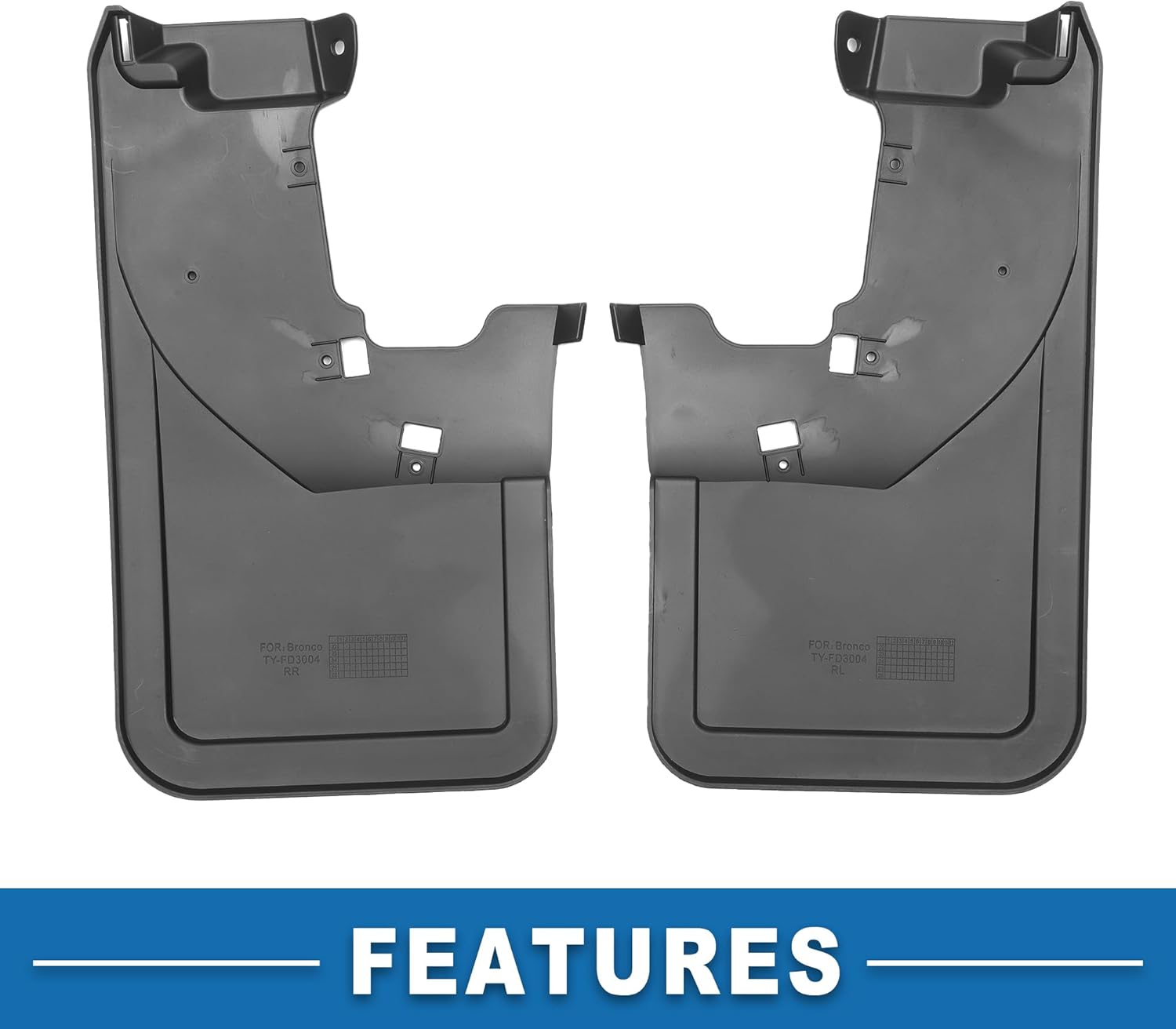 Mud Flap Splash Guard with Mount Accessories Rear Side Mud Guard for Ford Bronco 2021-2024 (Set of 2)