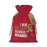 OKLRYNBV I Wear Lime Green for Mental Health Awareness Drawstring Gift Bags Reusable Christmas Gift Bag