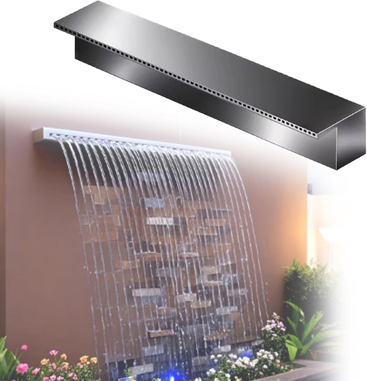 Waterfall Spillway Kit 16in for Inground Pools & Landscaping, Flush Mount Waterfalls for Backyard Fountains, 8-90 Inch Sizes, Perfect for Stunning Water Features