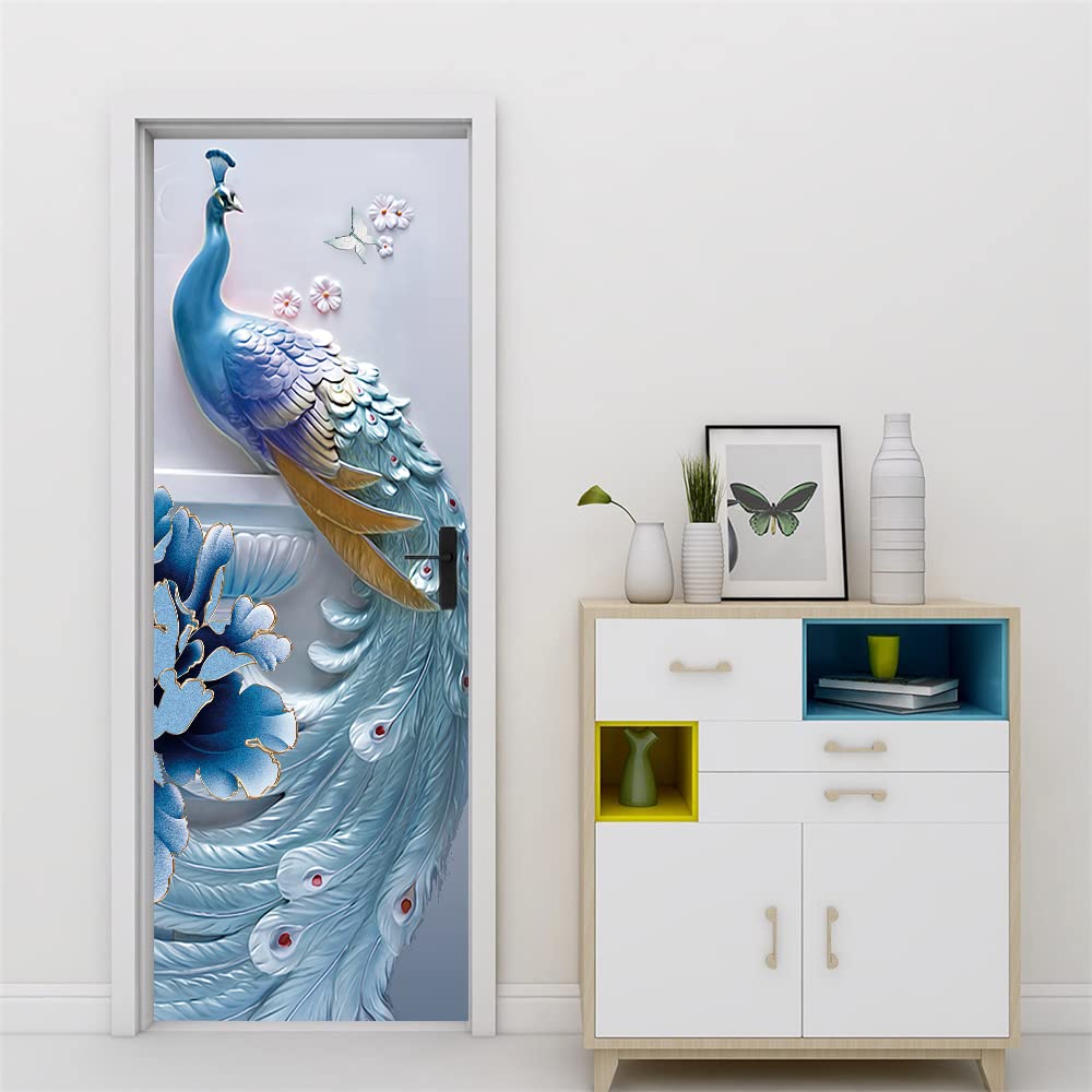 Trompe l'oeil Sticker Porte 3D Animaux pour Agrandir une Pièce et Cacher les Défauts