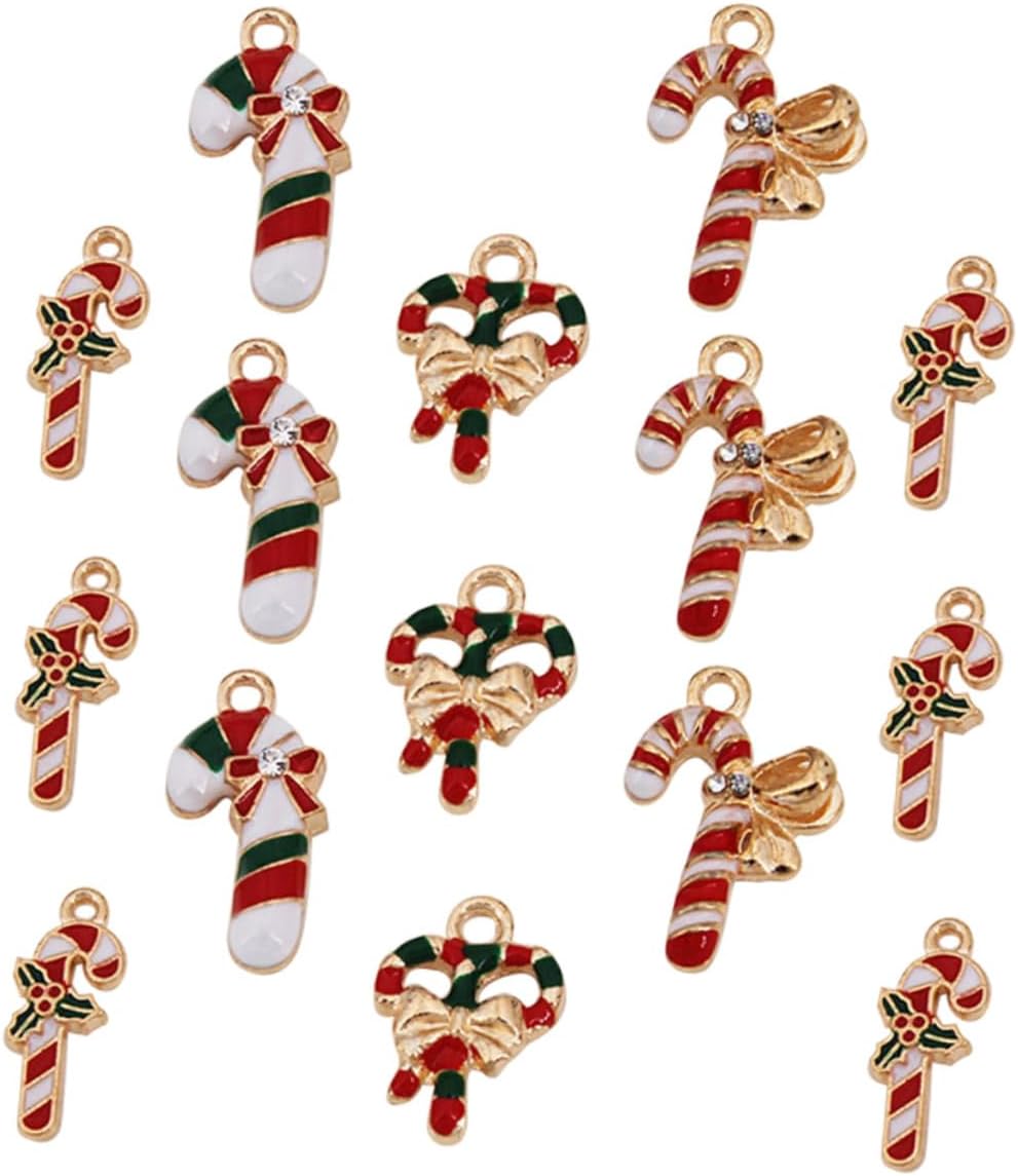 Candy Cane Hanging Ornaments 50 Pcs Alloy with Hanging Hole Xmas