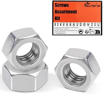1-1/8-7 UNC Hex Nuts, 304 Stainless Steel Standard Nuts 2 PCS Silver Anti-Corrosion Fasteners for Machinery & Furniture