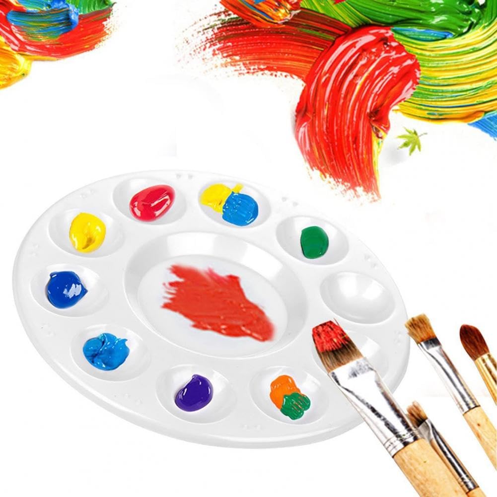 Palette d'aquarellePalette 15Pcs Palettes 10 Trous Plateau de Peinture Rond en Plastique Résistant à la Corrosion Palette de Dessin