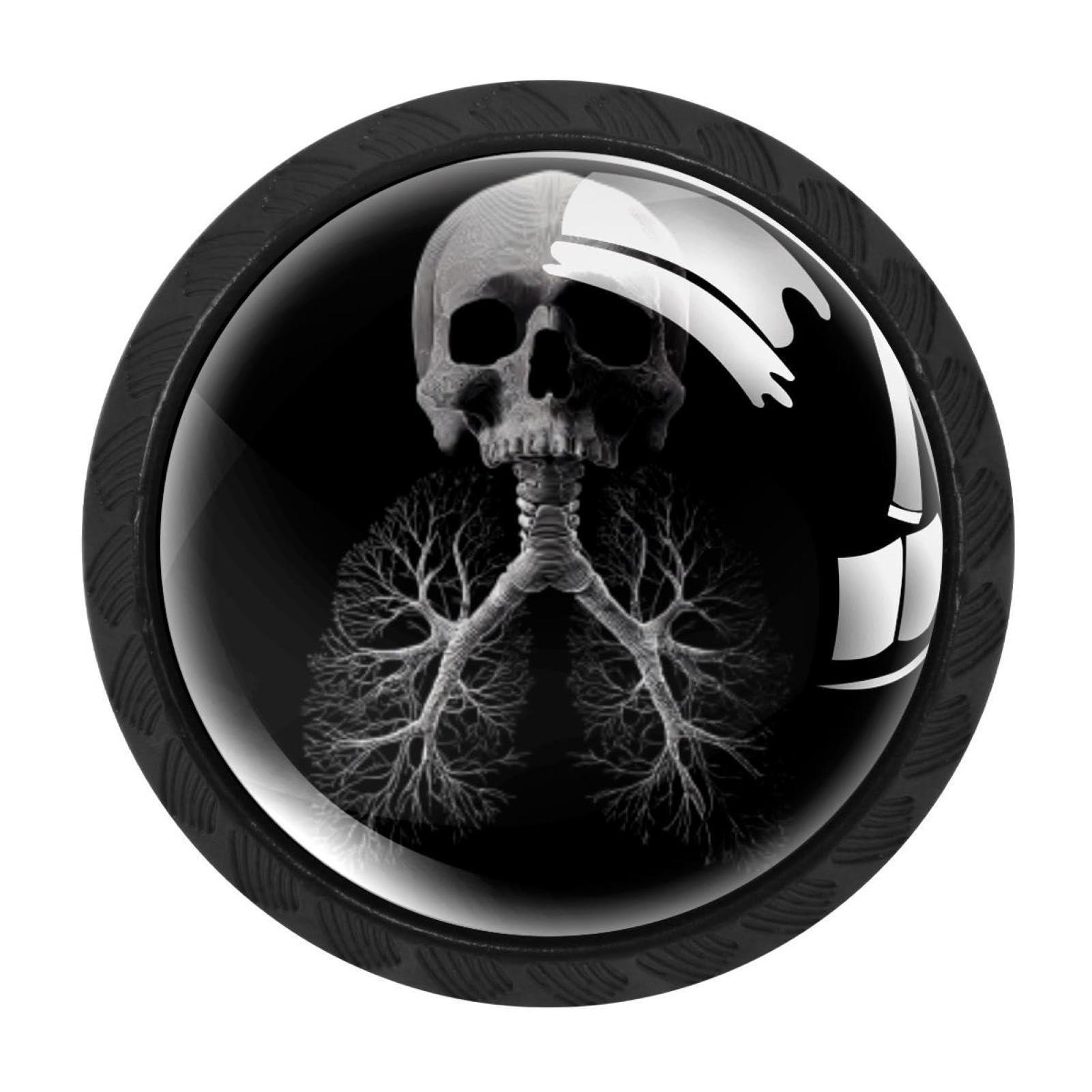 CHENZZZZ 4 Pack Black Heart Skull Lungs Kitchen Handles, Cabinet Pulls Hardware for Cupboard Drawer Knobs Dresser Pulls
