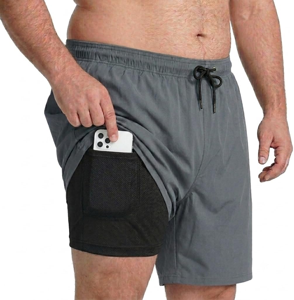 Keevoom Big and Tall Swim Trunks for Men,Men’s Plus Size Compression Liner Board Shorts Quick Dry Swimwear 7 Inch Swim Suit