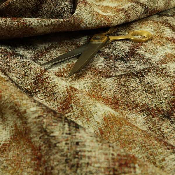 Redbrick Mill Fabrics Flame Retardant Brown Orange Wave Striped Mountain Pattern Chenille Jacquard Upholstery Fabrics (Per Metre) โ image 1