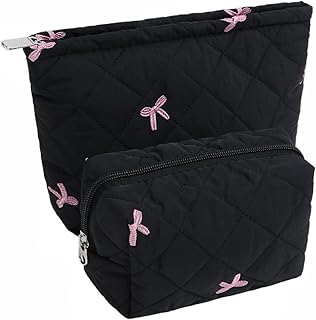 Juego de 2 bolsas de maquillaje con lazo, lin...