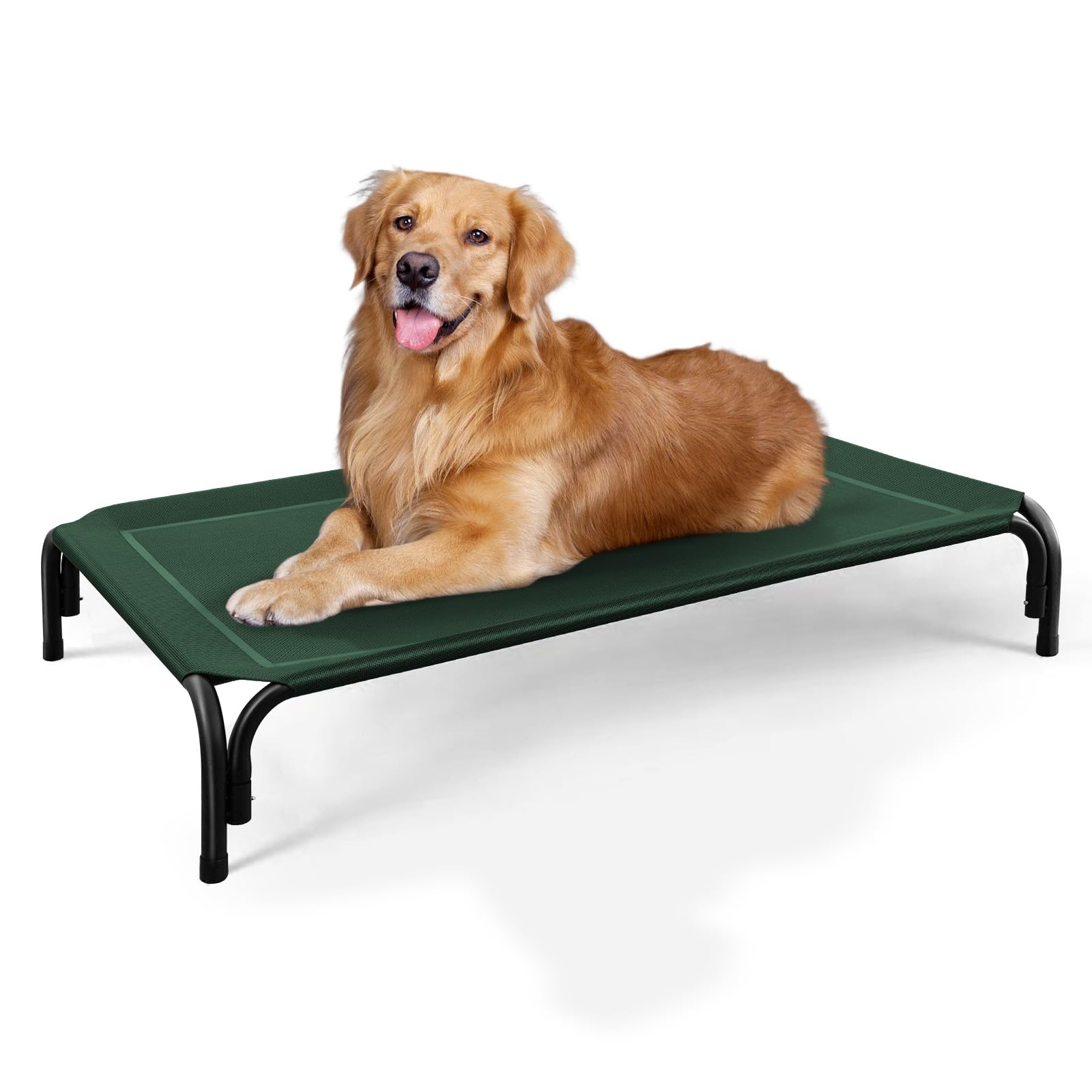 DOPEDIO Raised Dog Bed Green XL Size Cooling Breathable Elevated Pet Bed Outdoor for Travel and Garden