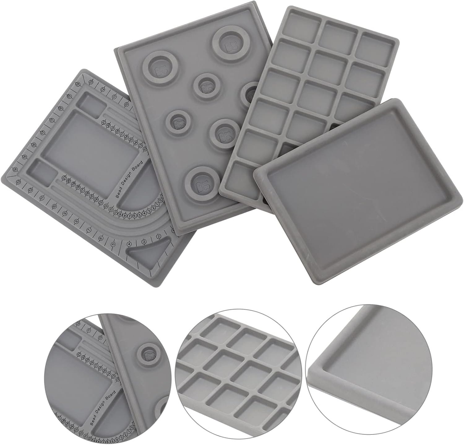 4pcs Bead Jewelry Making Board Trays for DIY Craft Bracelet Design and Measurement Tool for Women and Girls Stackable Jewelry Organizer and Beading Supplies
