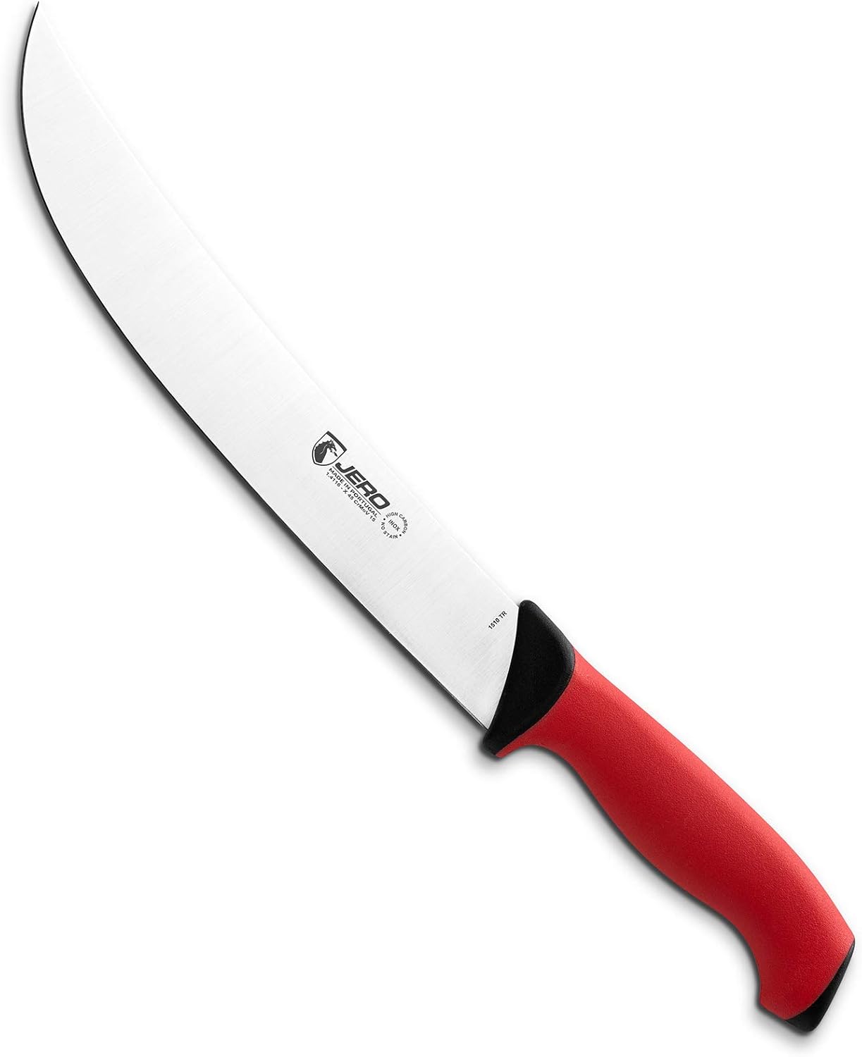 JERO TR Serier 10 Inch Blade Cimeter Butcher Knife - Non-Slip Rubber Like Grip - German Stainless Steel - Commercial Grade Butcher Knife