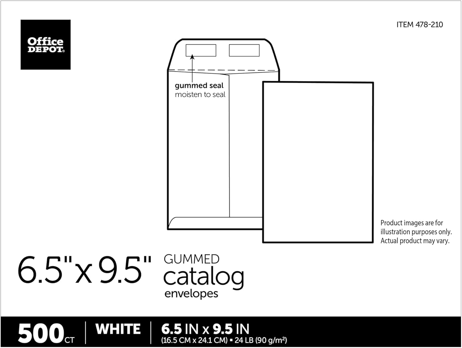 Office Depot Large Format Open-End White Envelopes, 6 1/2in. x 9 1/2in., Box Of 500, 77625