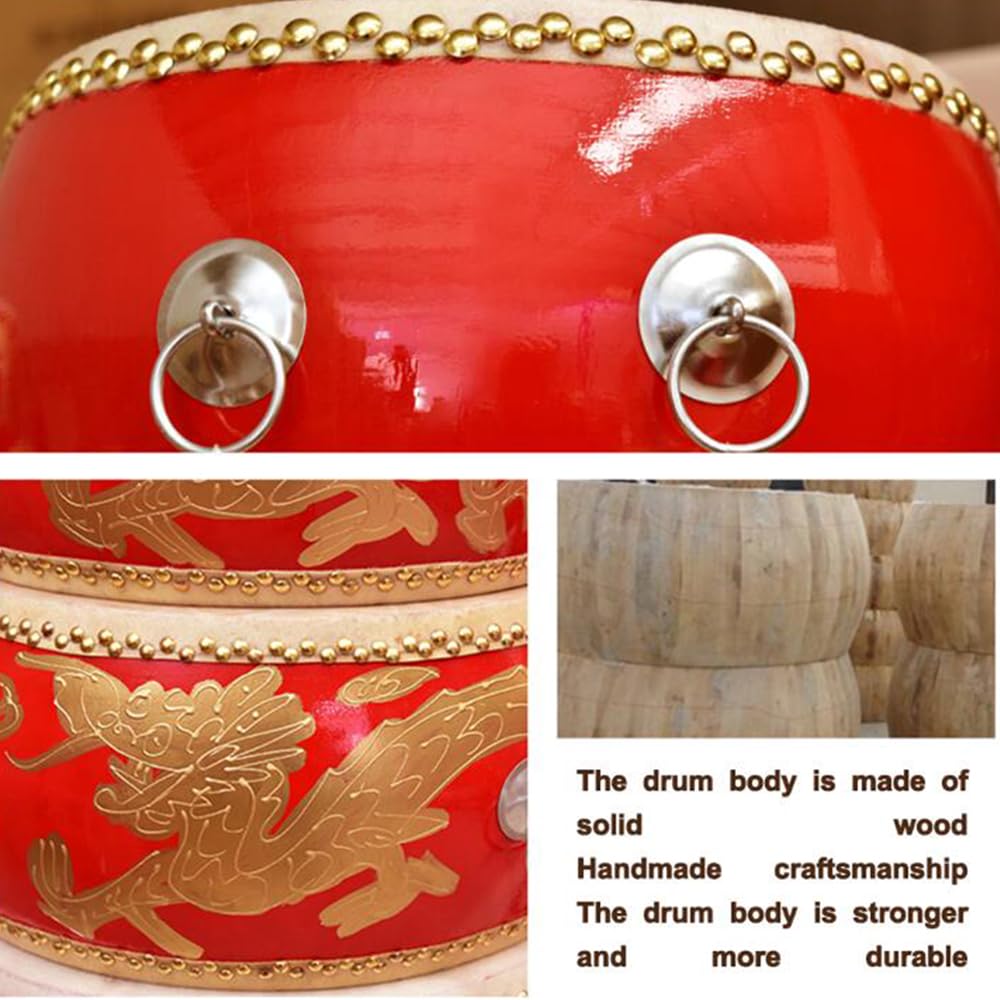 Tamburo cinese con supporto, tamburi acuti in legno massiccio, supporto per spettacoli di festival,Dragon drum,58CM