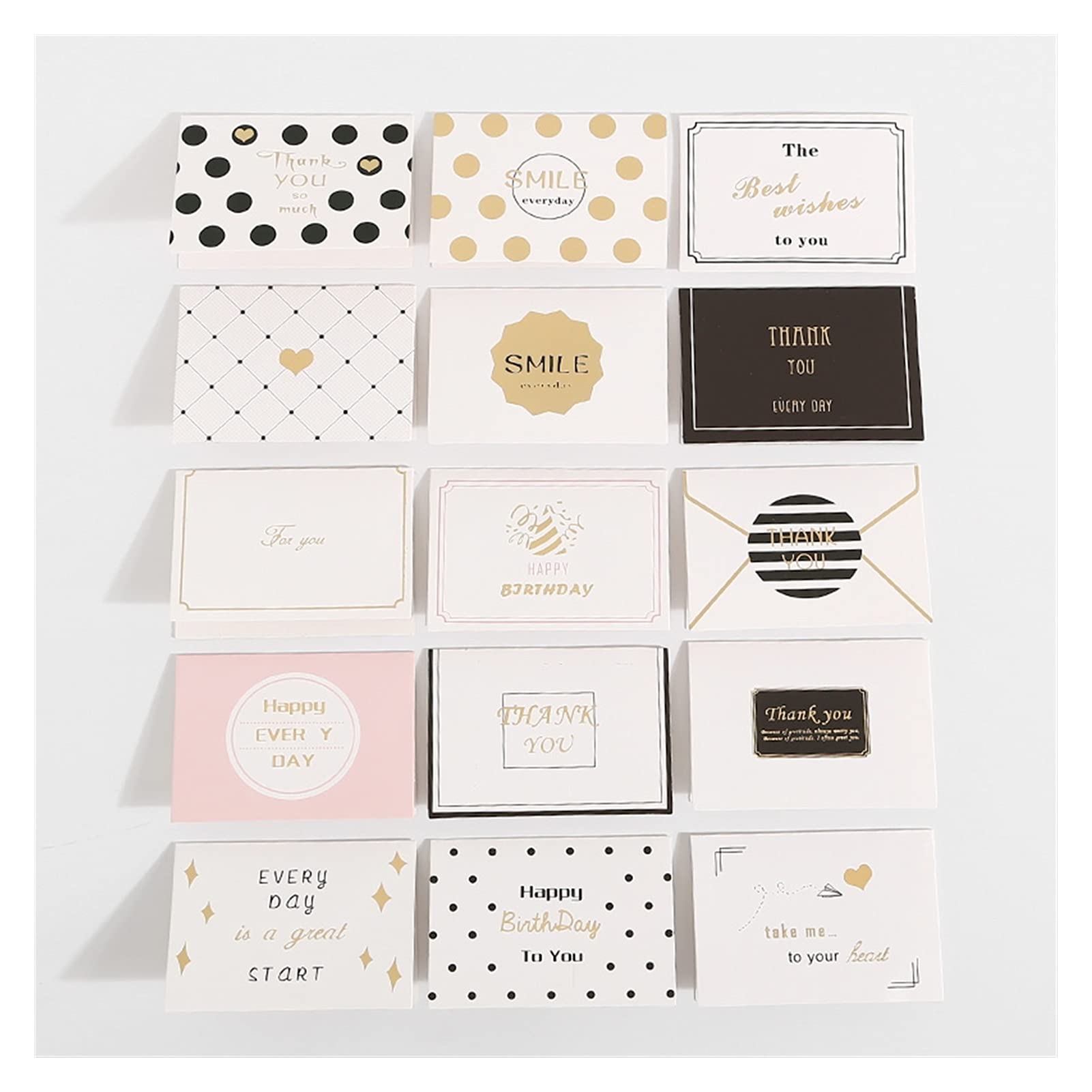 Greeting Cards بطاقات المعايدة، شكرا لك على أفضل التمنيات بطاقة بطاقة هدية بطاقة قابلة للطي ديني الديكور عطلة بطاقات المعايدة المغلف 15pcs / lot تصاميم مزيج Gift Cards (Color : C)