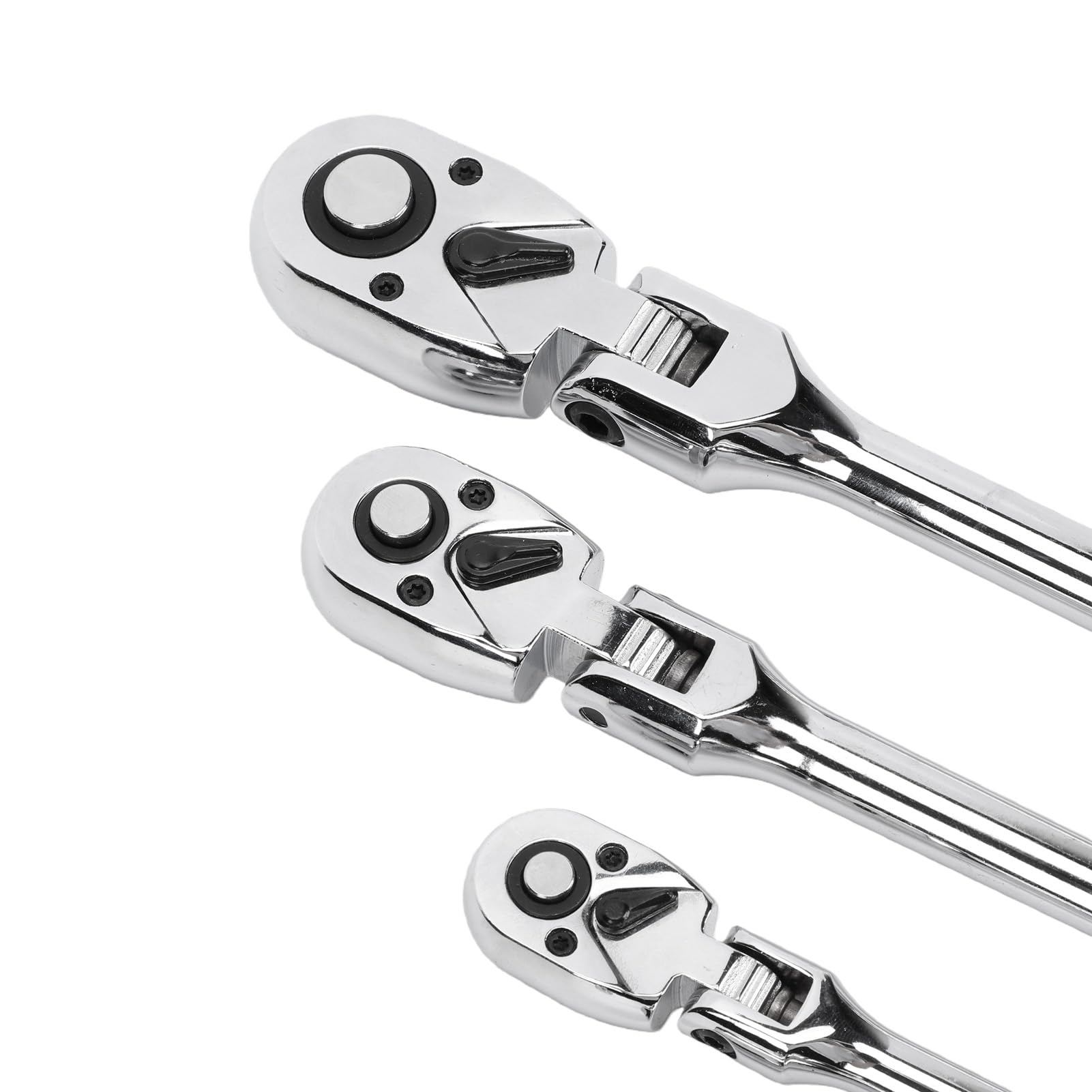 Generic Zestaw Kluczy Grzechotkowych z 72 Zębami i głowicą obrotową o 180° do Napraw Silników Wytrzymała Stal CrV, 3 Sztuki