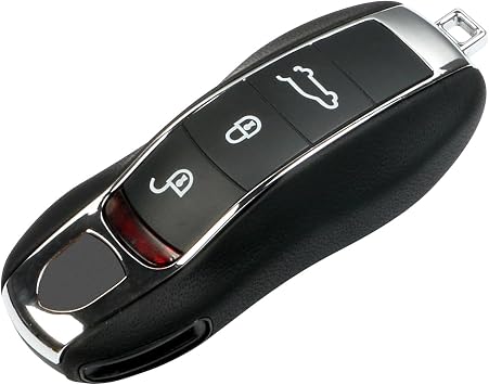 Leather Key Fob Cover for Porsche Macan Panamera 911, Key Chain Keychain Key Cover for Porsche Cayenne 718 Cayman Boxster Accessories Black