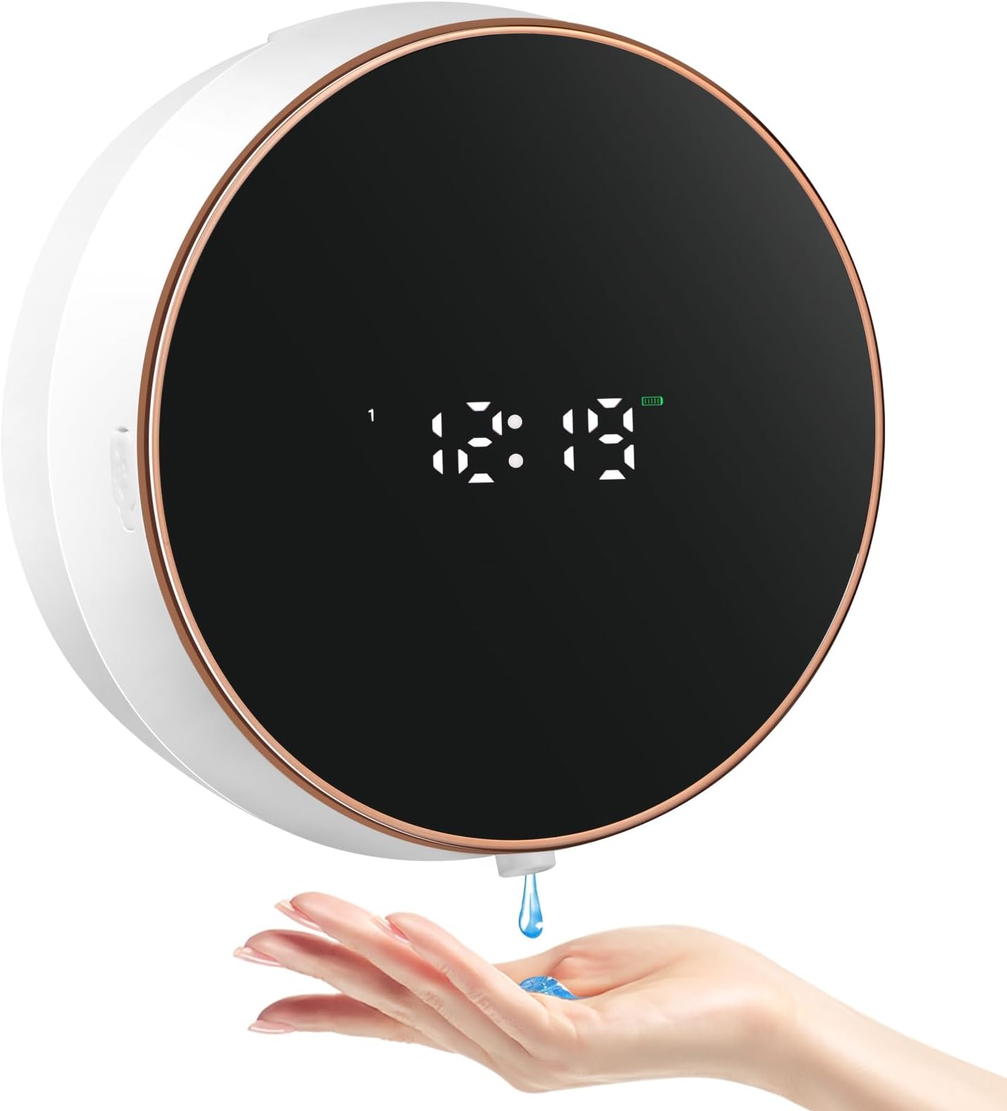 Automatic Soap Dispenser Liquid Bathroom: Wall Mount Rechargeable Touchless Adjustable Auto Smart Electric Plastic White Soap Dispenser with Clock - Kitchen - Hand Dish Lotion Couple Kids