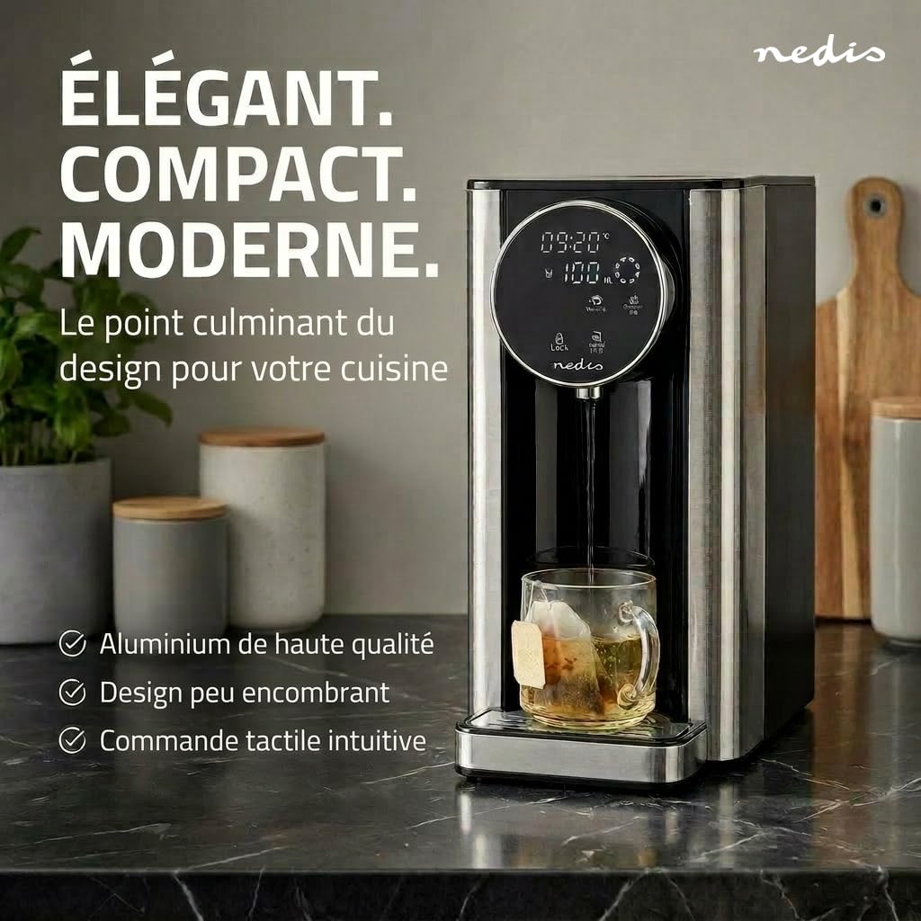 Distributeur d'eau Chaude - 2600 W - 2,7 l - Aluminium/Noir