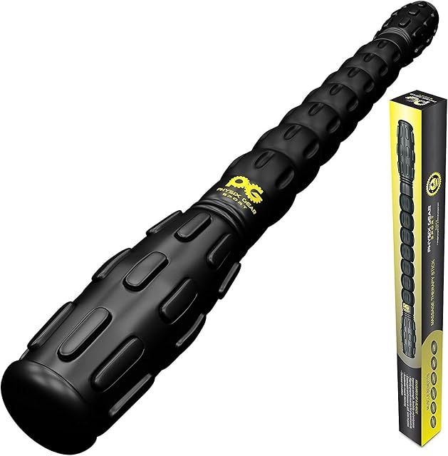 Physix Muscle Roller Stick (1 Massage Stick) - Calf/Quads/Foot Massager,Back Massager Roller for Pain, Self Massage Tool for Deep Tissue, Trigger Point, Muscle Recovery, Myofascial Release (Black)