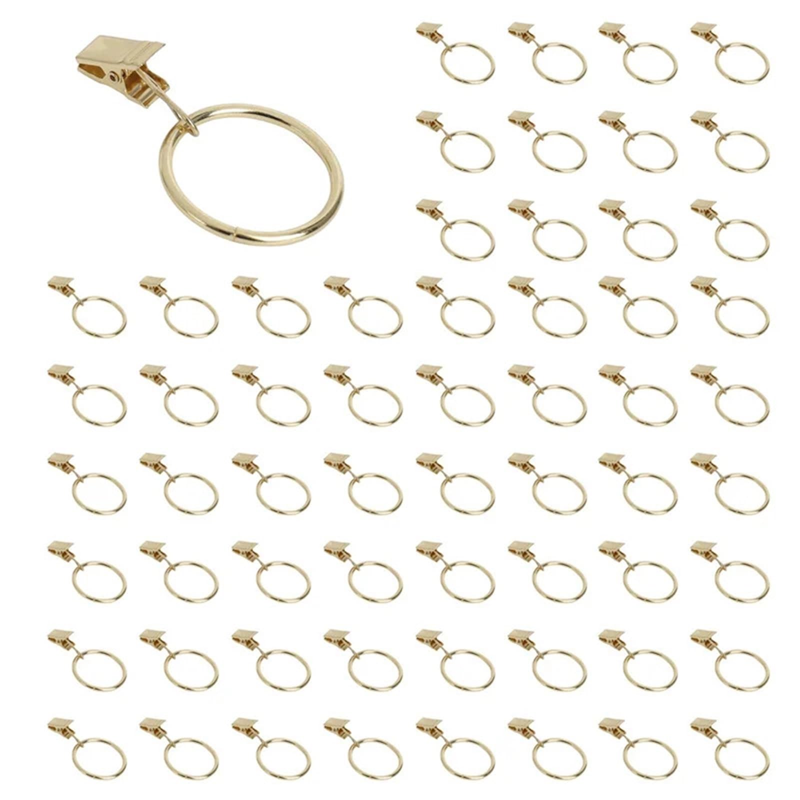 120PCS Curtain Rings with Clips Strong Drapery Clips Hooks On Tension Rod Bracket 1.26 Inch Interior Diameter