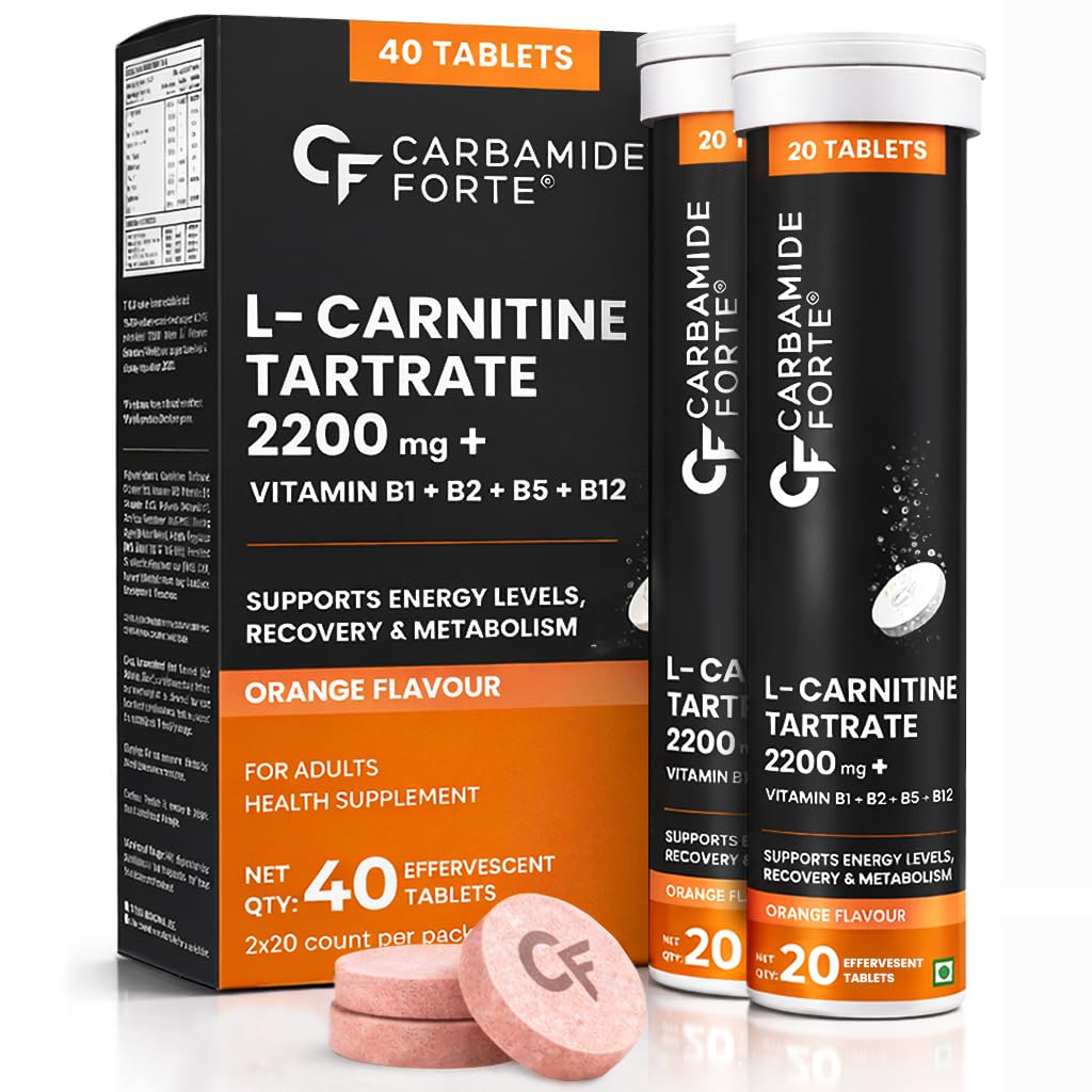 Carbamide Forte L Carnitine Effervescent 2200mg | L Carnitine Tablets with B-Complex Vitamins | LCarnitine to support Fat Metabolism & Energy Support | Orange Flavour | 40 Effervescent Tablets-image-28